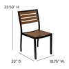 Flash Furniture Faux Teak 30x48 Table-Navy Umbrella-Base-4 Chairs XU-DG-304860364-UB19BNV-GG